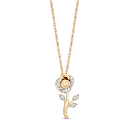 Enchanted Disney Belle 1/10 CT. T.W. Diamond Rose Pendant in 10K Gold - 19"
