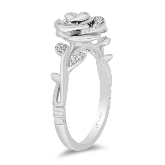 Enchanted Disney Belle 1/10 CT. T.w. Diamond Rose Ring in 10K Gold