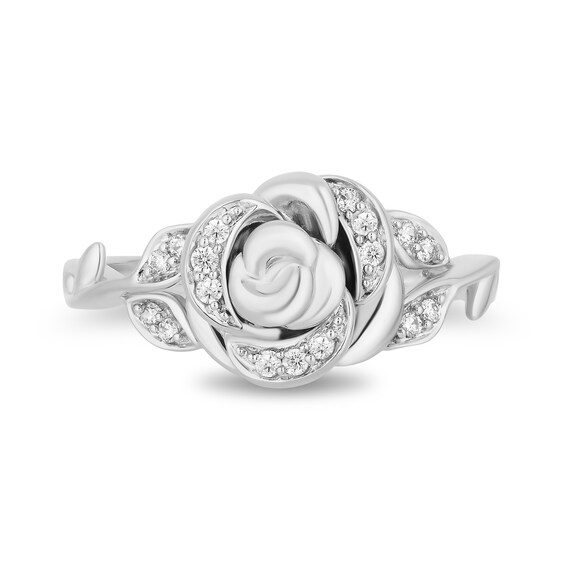 Enchanted Disney Belle 1/10 CT. T.w. Diamond Rose Ring in 10K Gold