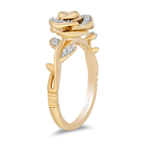Enchanted Disney Belle 1/10 CT. T.w. Diamond Rose Ring in 10K Gold