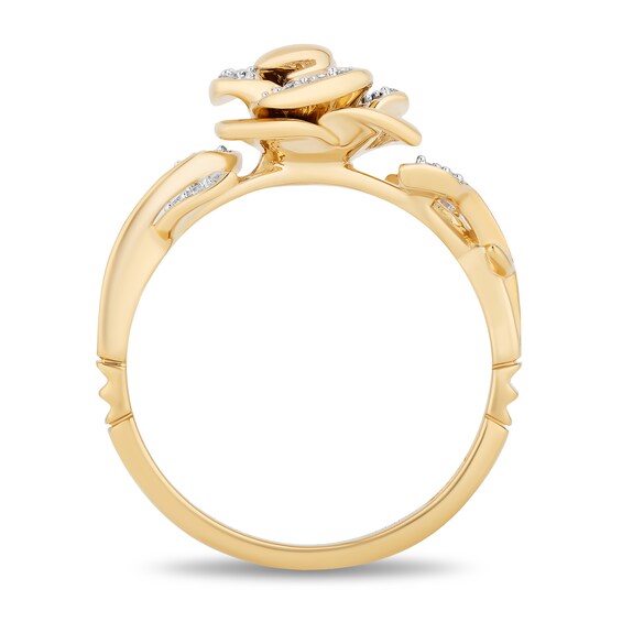 Enchanted Disney Belle 1/10 CT. T.w. Diamond Rose Ring in 10K Gold