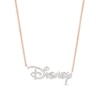 Thumbnail Image 1 of Enchanted Disney 1/6 CT. T.W. Diamond Script Necklace in 10K Rose Gold