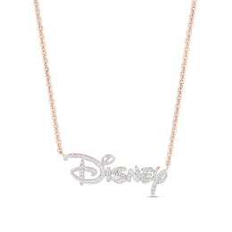 Enchanted Disney 1/6 CT. T.W. Diamond Script Necklace in 10K Rose Gold