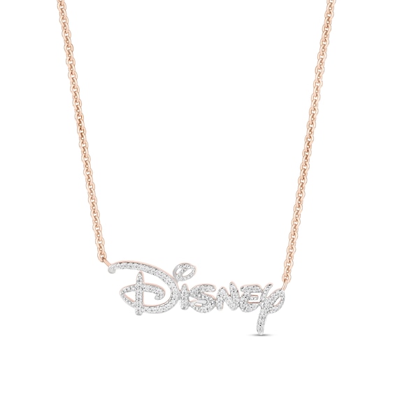 Enchanted Disney 1/6 CT. T.w. Diamond Script Necklace in 10K Rose Gold