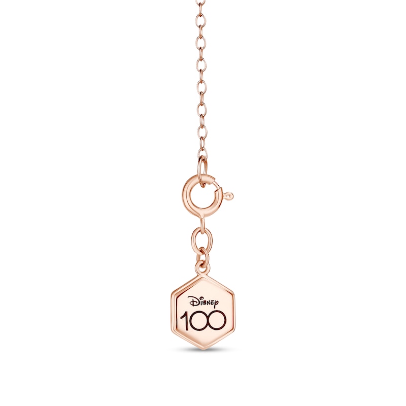 Main Image 2 of Enchanted Disney 1/6 CT. T.W. Diamond Script Necklace in 10K Rose Gold