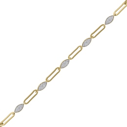 1/5 CT. T.W. Diamond Cheval and Marquise Link Bracelet in 10K Gold - 7.5"