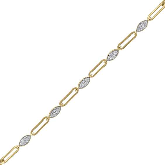 1/5 CT. T.w. Diamond Cheval and Marquise Link Bracelet in 10K Gold - 7.5"