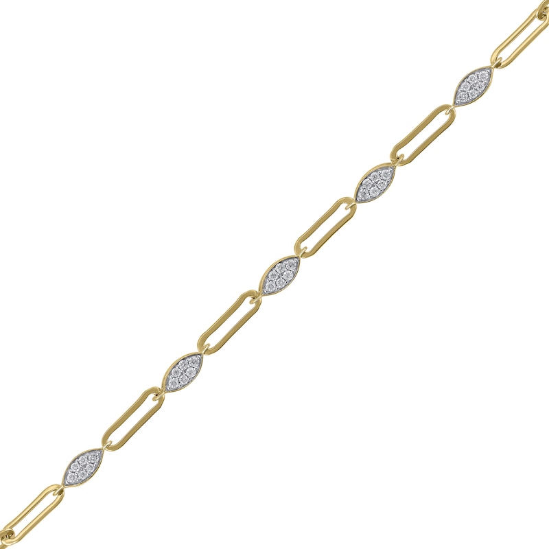 Main Image 1 of 1/5 CT. T.W. Diamond Cheval and Marquise Link Bracelet in 10K Gold - 7.5"