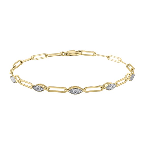 1/5 CT. T.w. Diamond Cheval and Marquise Link Bracelet in 10K Gold - 7.5"