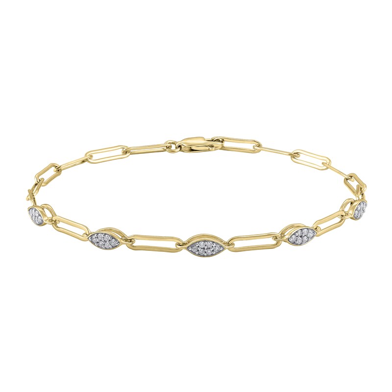 Main Image 3 of 1/5 CT. T.W. Diamond Cheval and Marquise Link Bracelet in 10K Gold - 7.5"