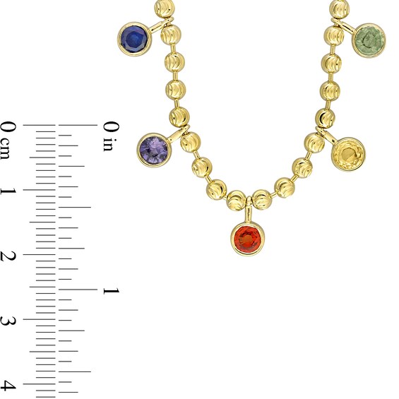 Multi-Color Sapphire Station Beaded Necklace in 10K Yellow Gold â 16â