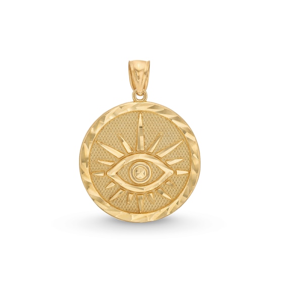Diamond-Cut Evil Eye Necklace Charm in 10K Gold