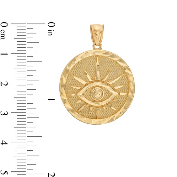 Diamond-Cut Evil Eye Necklace Charm in 10K Gold
