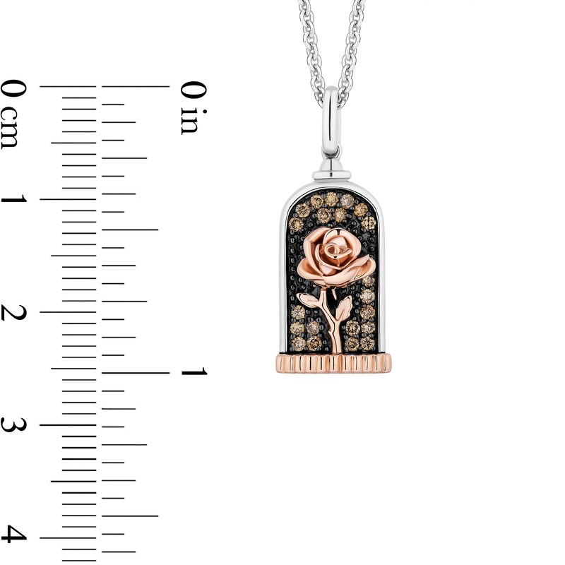 Main Image 3 of Enchanted Disney Belle 1/5 CT. T.W. Champagne Diamond and Rose Pendant in Sterling Silver and 10K Rose Gold