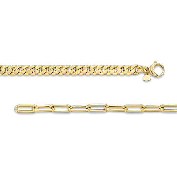 Semi-Solid 4.5mm Curb and Paper Clip Chain Necklace in 14K Gold - 18â