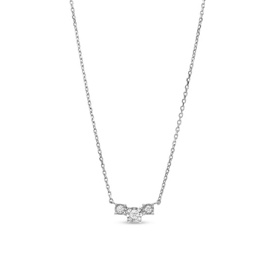 1/10 CT. T.w. Diamond Three Stone Necklace in 10K White Gold
