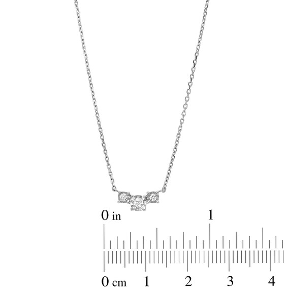1/10 CT. T.w. Diamond Three Stone Necklace in 10K White Gold