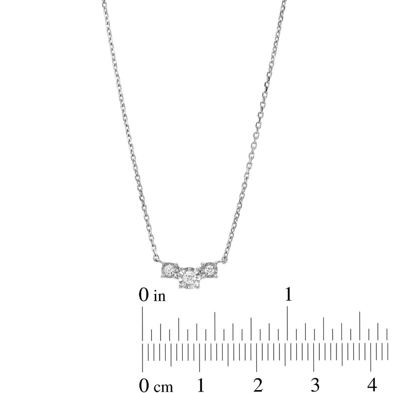 Main Image 4 of 1/10 CT. T.W. Diamond Three Stone Necklace in 10K White Gold