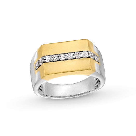 1/2 CT. T.w. Diamond Center Rectangle-Top Ring in 10K Two-Tone Gold