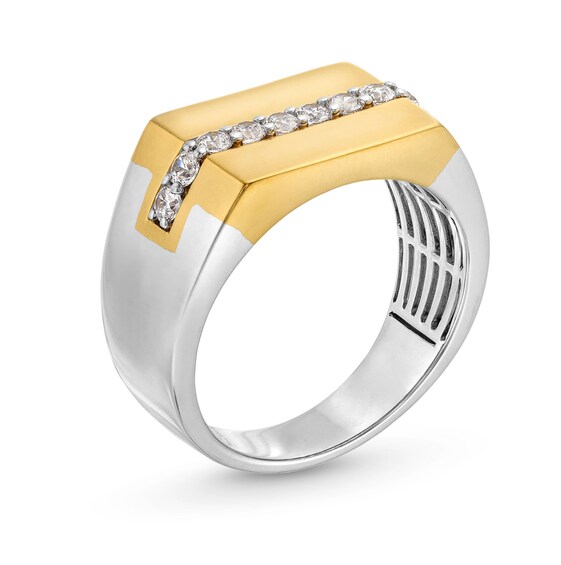 1/2 CT. T.w. Diamond Center Rectangle-Top Ring in 10K Two-Tone Gold