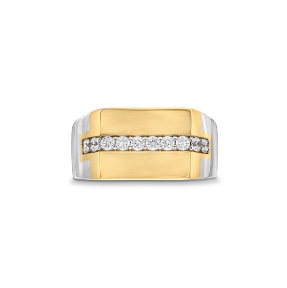 1/2 CT. T.w. Diamond Center Rectangle-Top Ring in 10K Two-Tone Gold