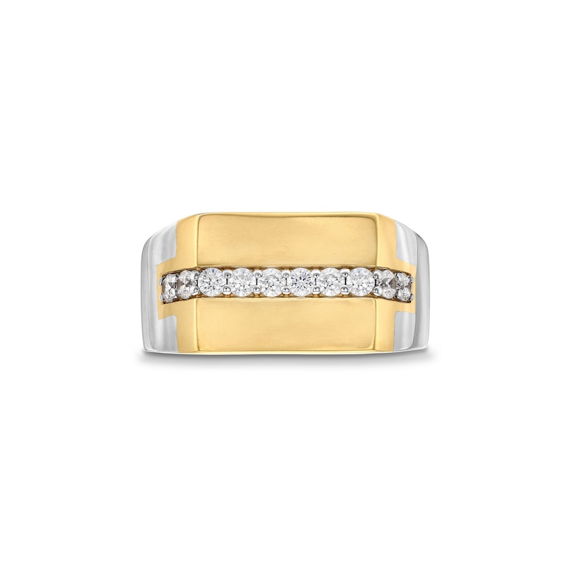 Main Image 3 of 1/2 CT. T.W. Diamond Center Rectangle-Top Ring in 10K Two-Tone Gold