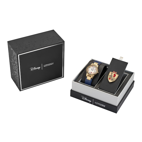 Ladies' Citizen Eco-Drive® Disney® Snow White Flora Watch with Beige Dial and Pin Box Set (Model: Ga1079-41W)
