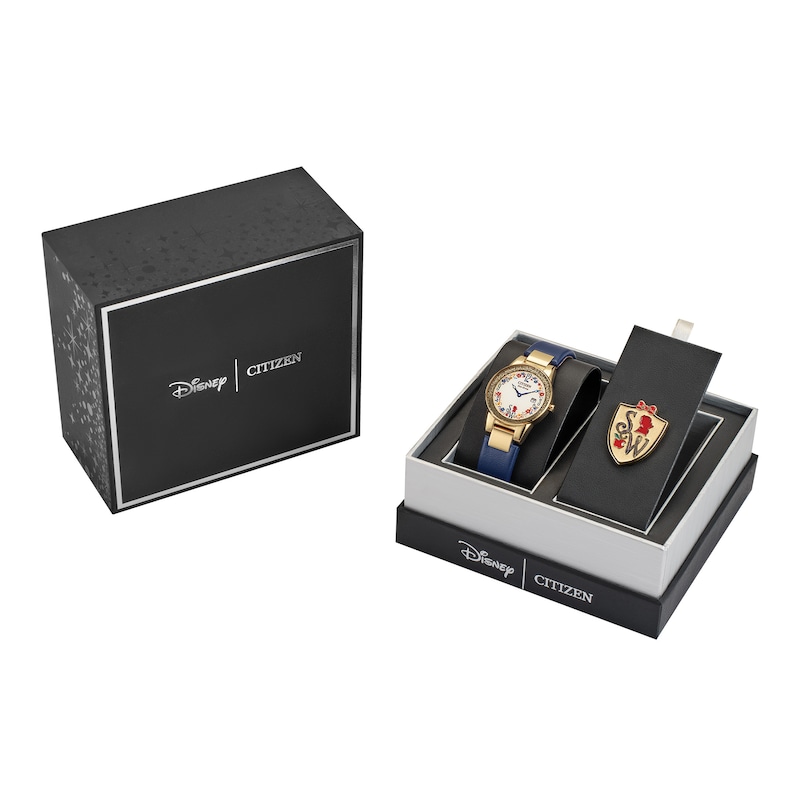 Main Image 1 of Ladies' Citizen Eco-Drive® Disney® Snow White Flora Watch with Beige Dial and Pin Box Set (Model: GA1079-41W)