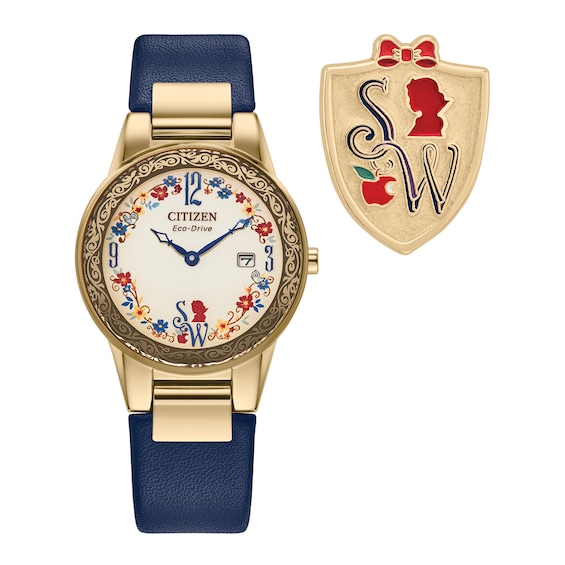 Ladies' Citizen Eco-DriveÂ® DisneyÂ® Snow White Flora Watch with Beige Dial and Pin Box Set (Model: Ga1079-41W)