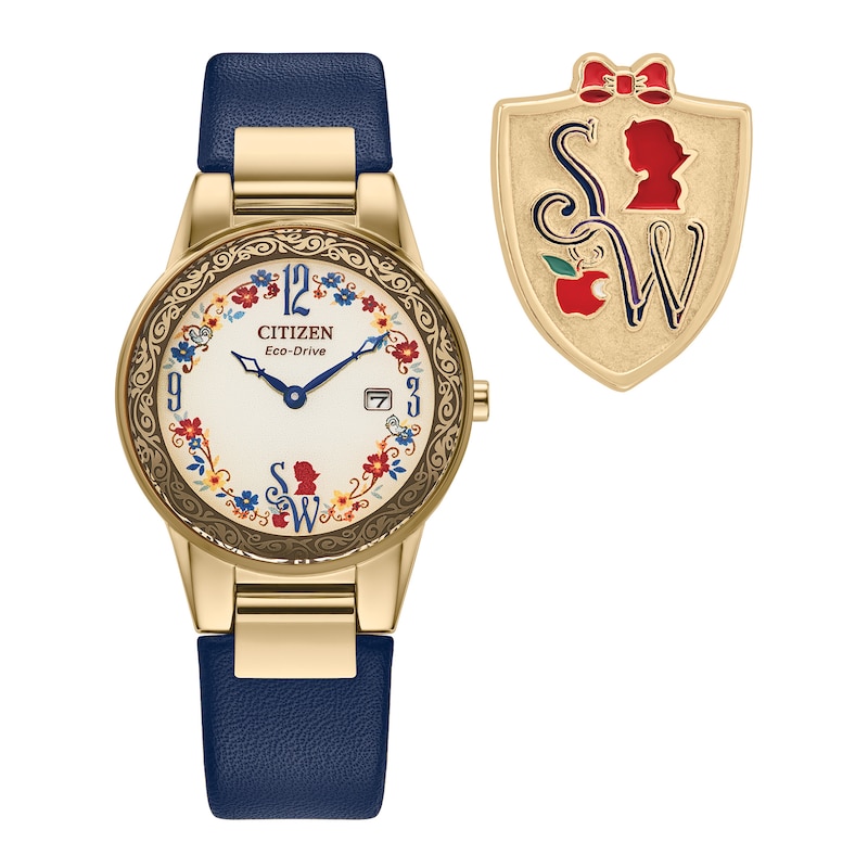 Main Image 2 of Ladies' Citizen Eco-Drive® Disney® Snow White Flora Watch with Beige Dial and Pin Box Set (Model: GA1079-41W)
