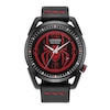 Thumbnail Image 1 of Men's Citizen Eco-Drive® ©MARVEL Spider-Man Watch with Black Logo Dial and Black Leather Strap (Model: AW1685-00W)