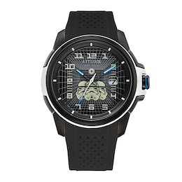 Men’s Citizen Eco-Drive® Star Wars™ Darth Vader Watch with Black Dial and Black Silicone Strap (Model: AW1659-00W)