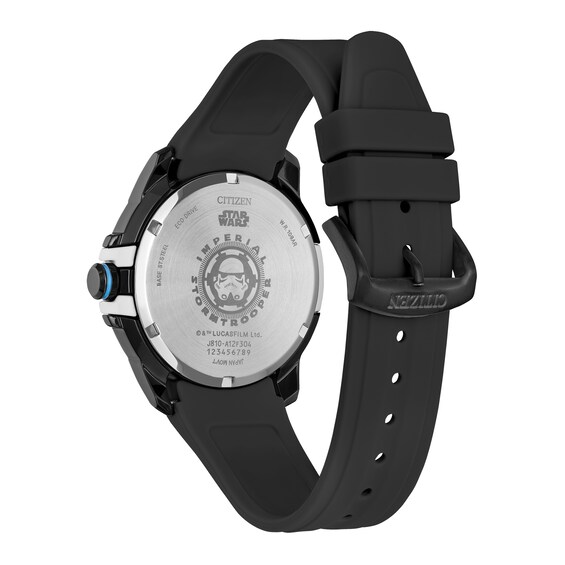 Men’s Citizen Eco-Drive® Star Wars™ Darth Vader Watch with Black Dial and Black Silicone Strap (Model: Aw1659-00W)
