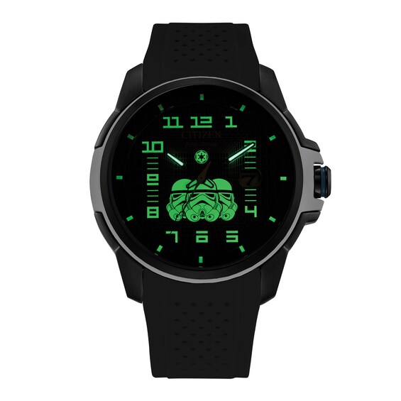 Men’s Citizen Eco-Drive® Star Wars™ Darth Vader Watch with Black Dial and Black Silicone Strap (Model: Aw1659-00W)