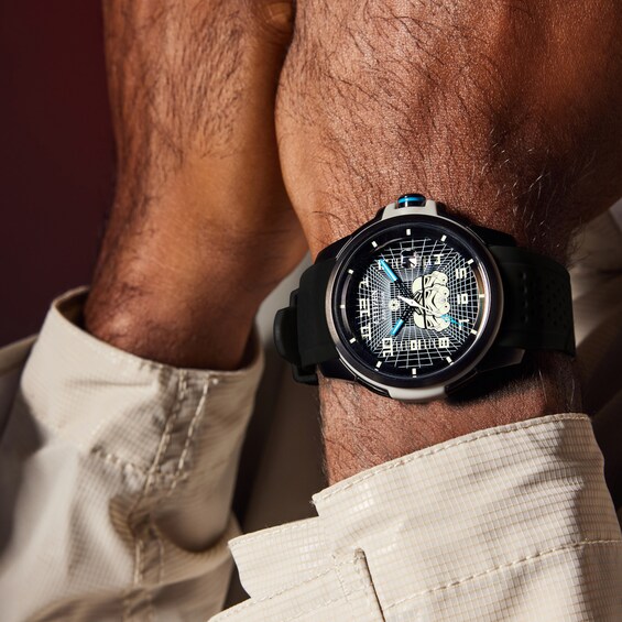 Men’s Citizen Eco-Drive® Star Wars™ Darth Vader Watch with Black Dial and Black Silicone Strap (Model: Aw1659-00W)