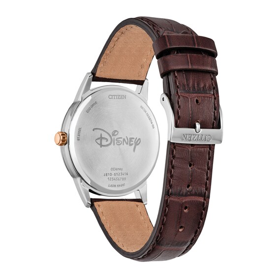 Men's Citizen Eco-DriveÂ® DisneyÂ® Steamboat Willie Watch with Silver-Tone Dial and Leather Strap (Model: Aw1788-07W)