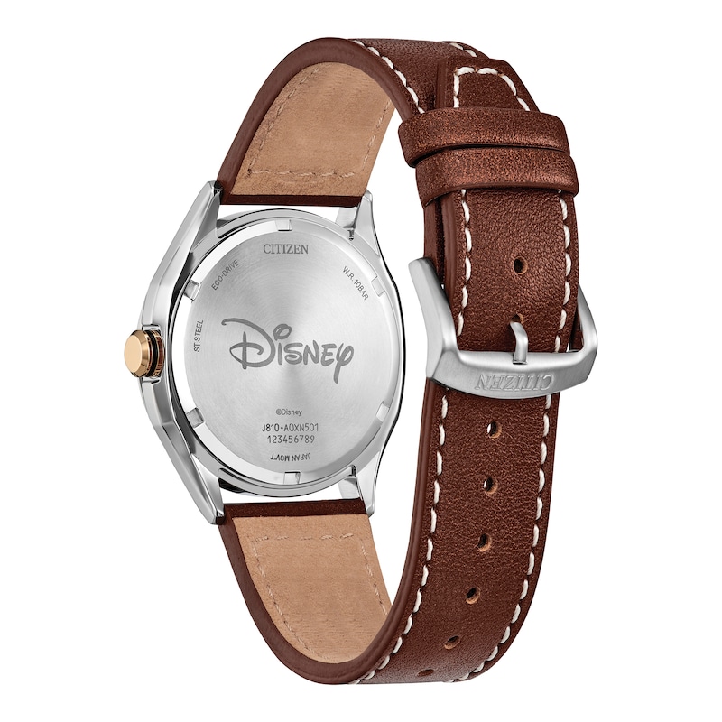 Main Image 3 of Men's Citizen Eco-Drive® Disney® Mickey Mouse Explorer Watch with Multi-Color Dial and Leather Strap (Model: AW1149-06W)
