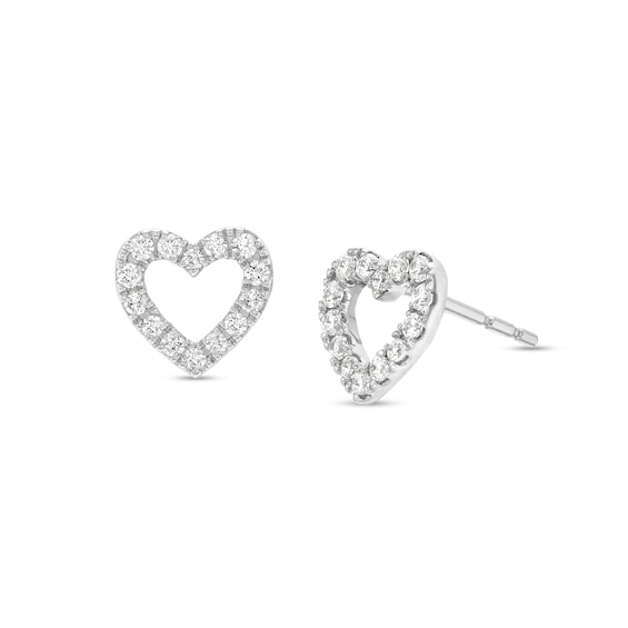 1/5 CT. T.w. Certified Lab-Grown Diamond Open Heart Stud Earrings in 14K White Gold (F/Si2)