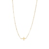 Thumbnail Image 1 of Bead Station Cross Necklace in Solid 14K Gold - 16”