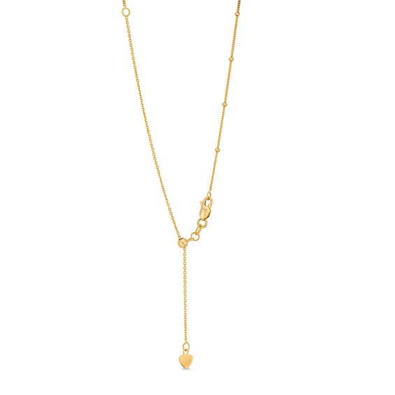 Bead Station Cross Necklace in Solid 14K Gold - 16â