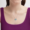 Thumbnail Image 2 of Blue Lab-Created Opal and White Lab-Created Sapphire Butterfly Pendant in Sterling Silver - 18”