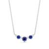 Thumbnail Image 1 of Blue Sapphire and 1/6 CT. T.W. Diamond Three-Stone Necklace in Sterling Silver – 18