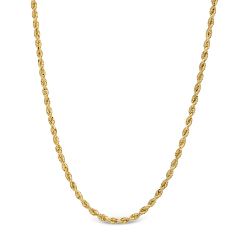 2.5mm Rope Chain Necklace in Semi-Solid 14K Gold - 20"