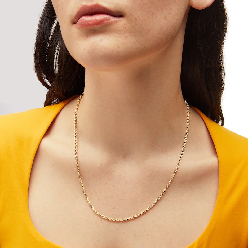 2.5mm Rope Chain Necklace in Semi-Solid 14K Gold - 20"