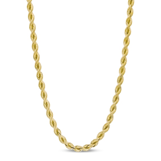 3.7mm Rope Chain Necklace in Semi-Solid 14K Gold - 18"