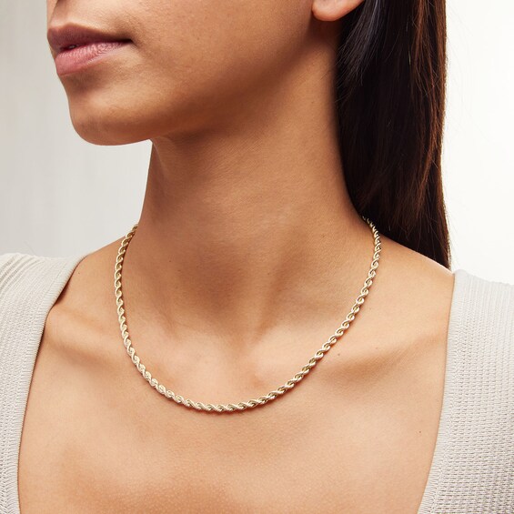 3.7mm Silk Ropeâ¢ Chain Necklace in Semi-Solid 14K Gold - 18"