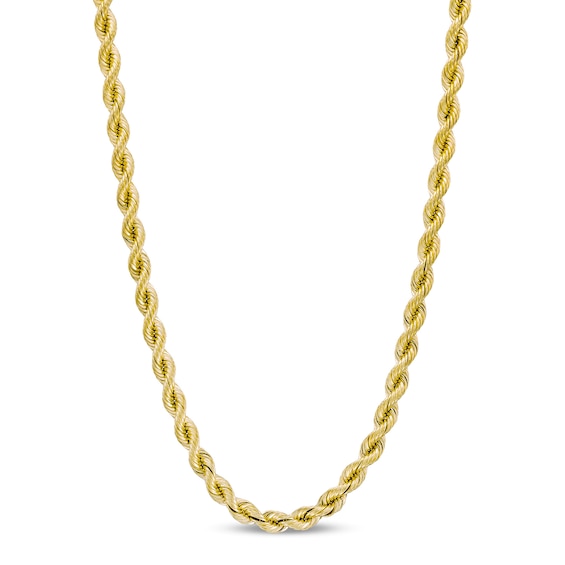 3.7mm Silk Rope⢠Chain Necklace in Semi-Solid 14K Gold - 22"