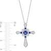 Thumbnail Image 3 of Princess-Cut and Round Blue and White Lab Created Sapphire Vintage-Style Cross Pendant in Sterling Silver – 18”