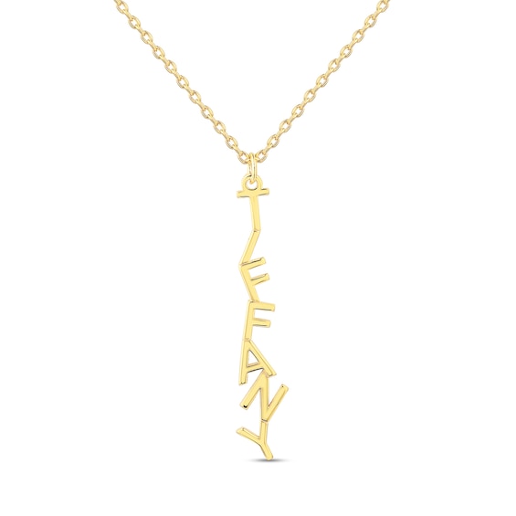 Uppercase Font Zig-Zag Vertical Name Pendant (1 Line) - 20"