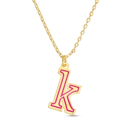 Lowercase Initial with Enamel Outline Pendant (1 Letter and Color) - 20"